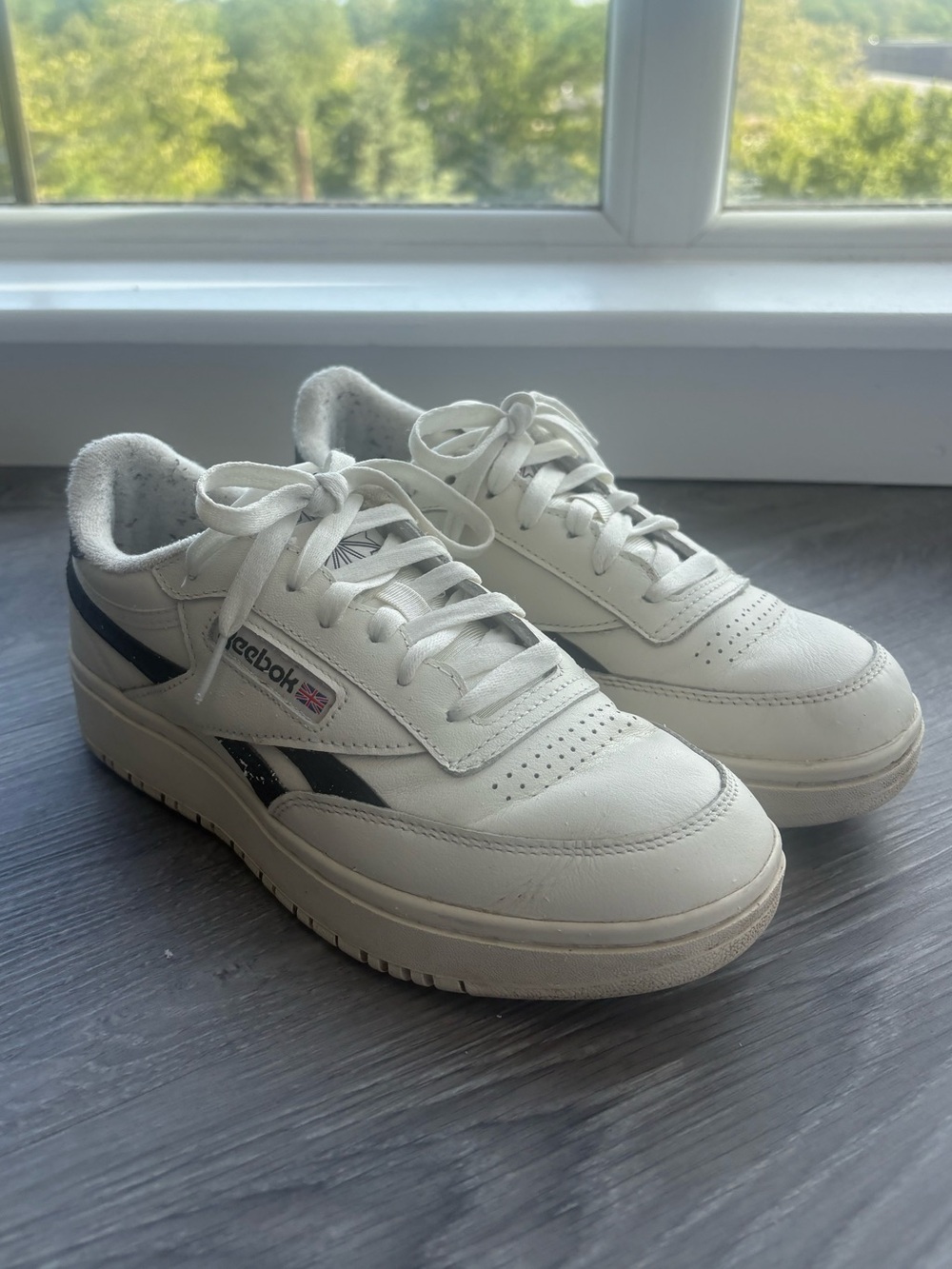 Reebok Club C Double Trainers Sneakers Shoes Women’s Size 8 Leather White Black